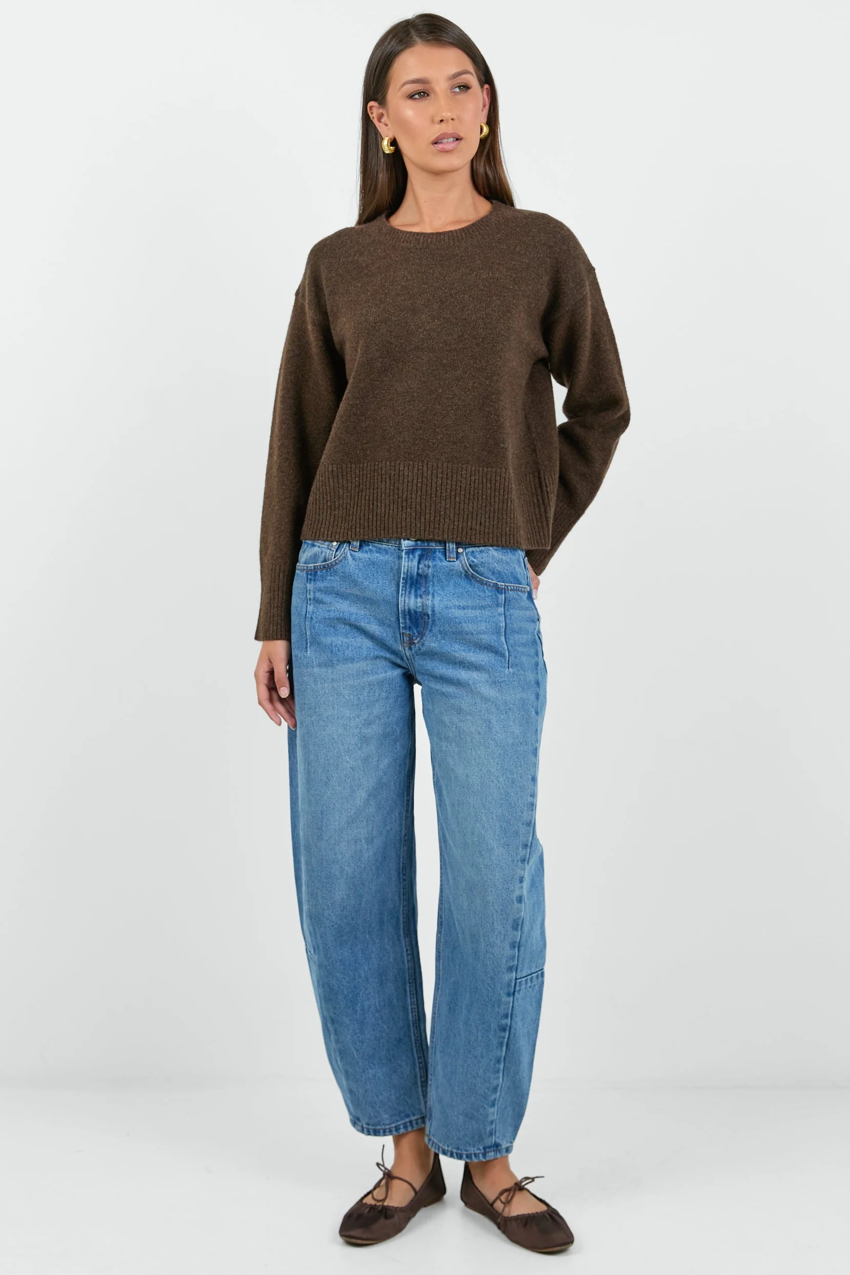 Veracious Chocolate Crewneck Relaxed Jumper - Image 3