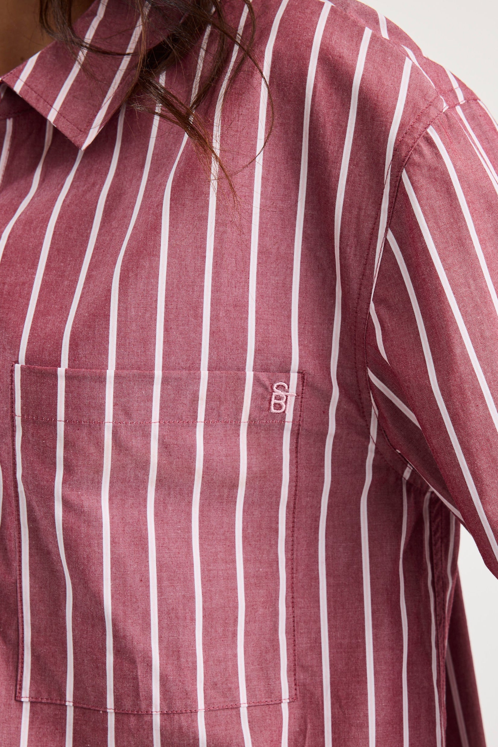 You Got This Burgundy Stripe Oversized Boyfriend Shirt - Image 4