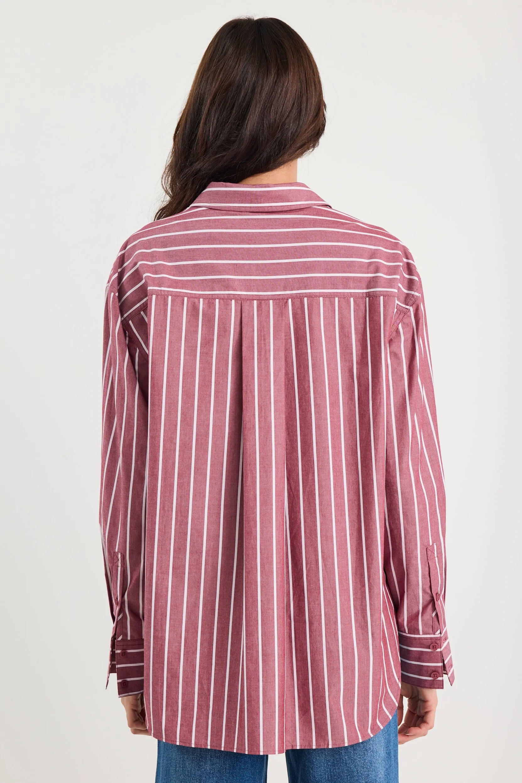 You Got This Burgundy Stripe Oversized Boyfriend Shirt - Image 5