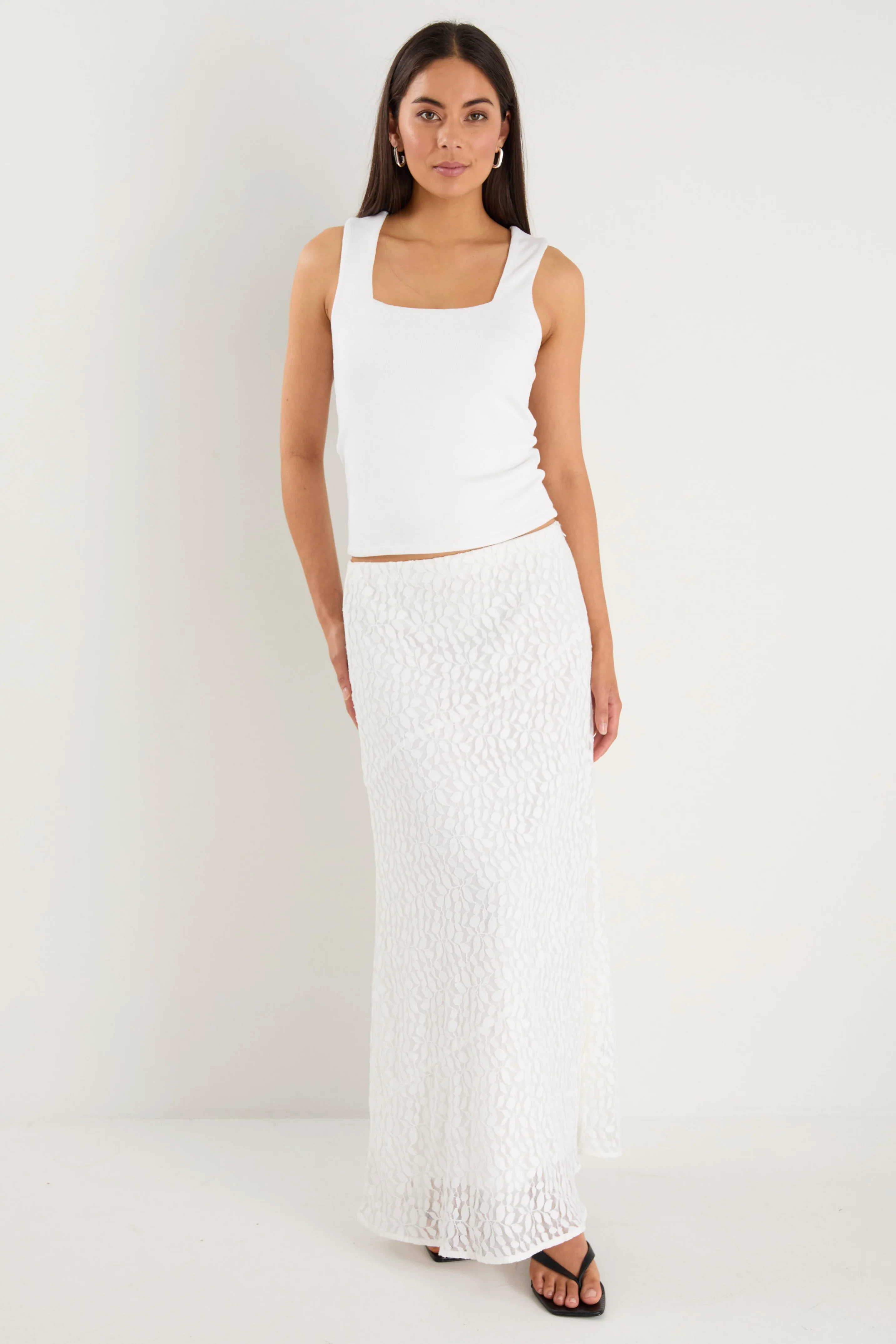 Zeus Ivory Lace Bias Maxi Skirt - Image 3