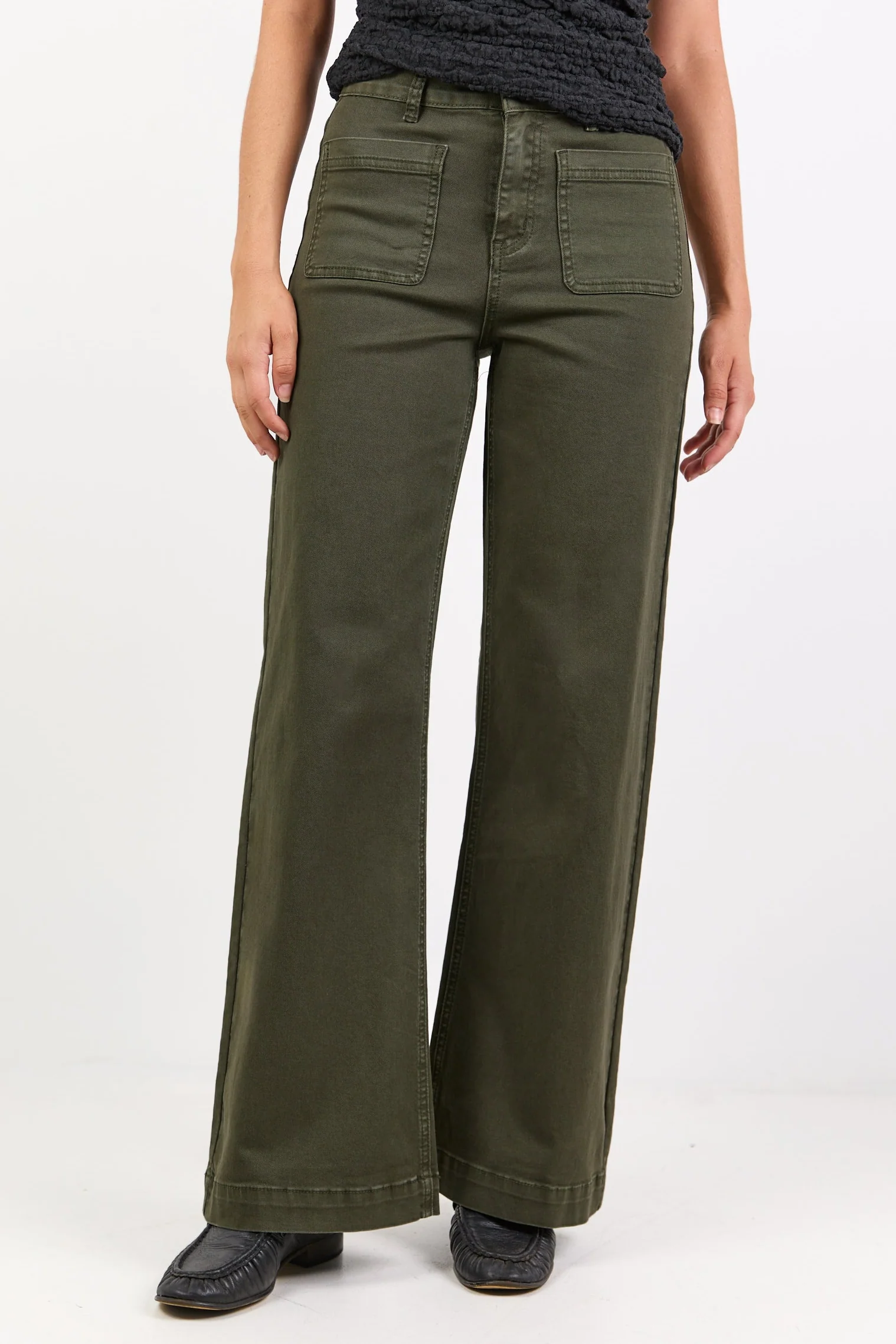 Zoey Dark Khaki High Rise Wide Leg Pocket Jean - Image 3