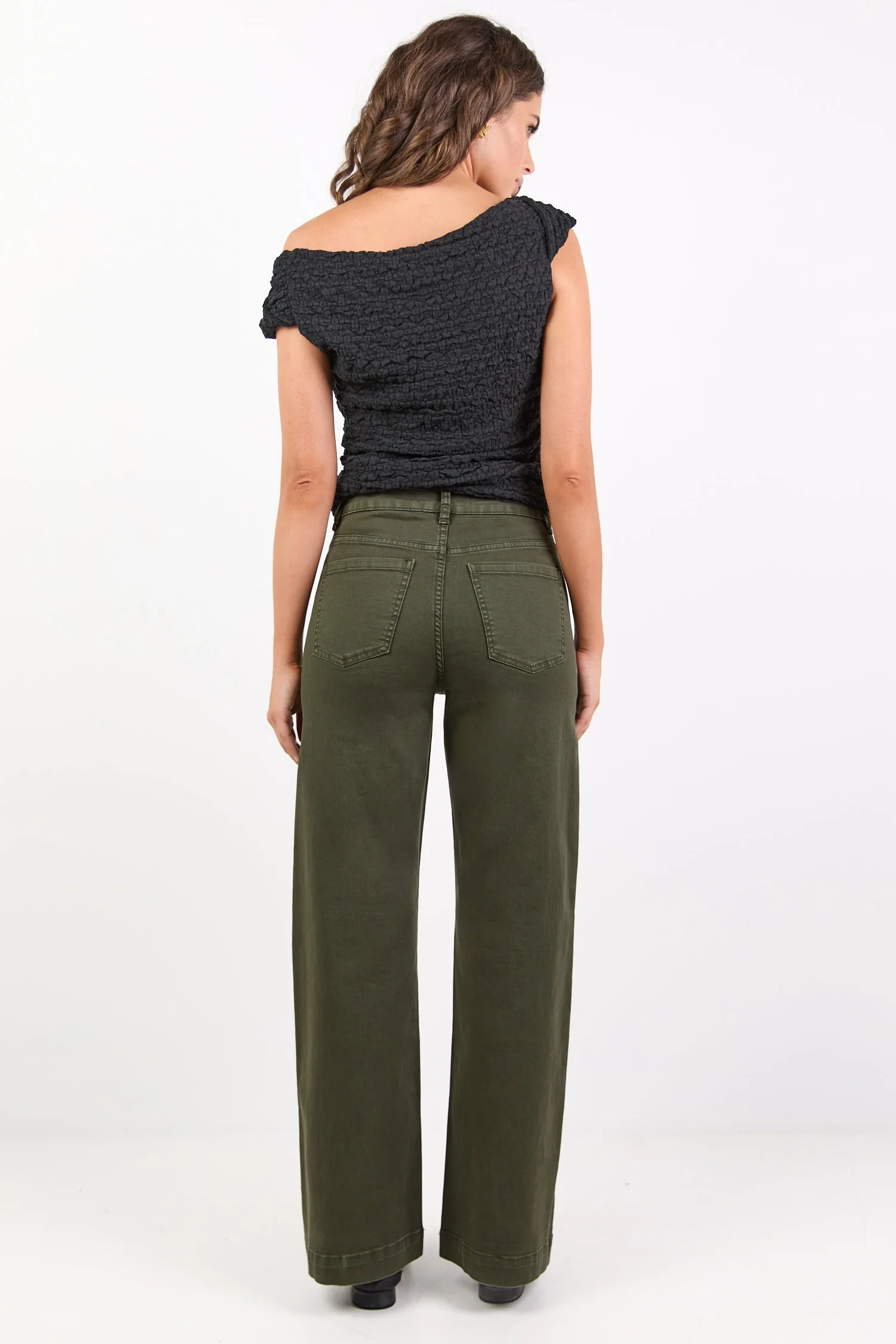 Zoey Dark Khaki High Rise Wide Leg Pocket Jean - Image 4